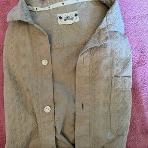 Free Planet Tan Casual Button Down Shirt